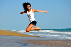 Woman jumping very fit